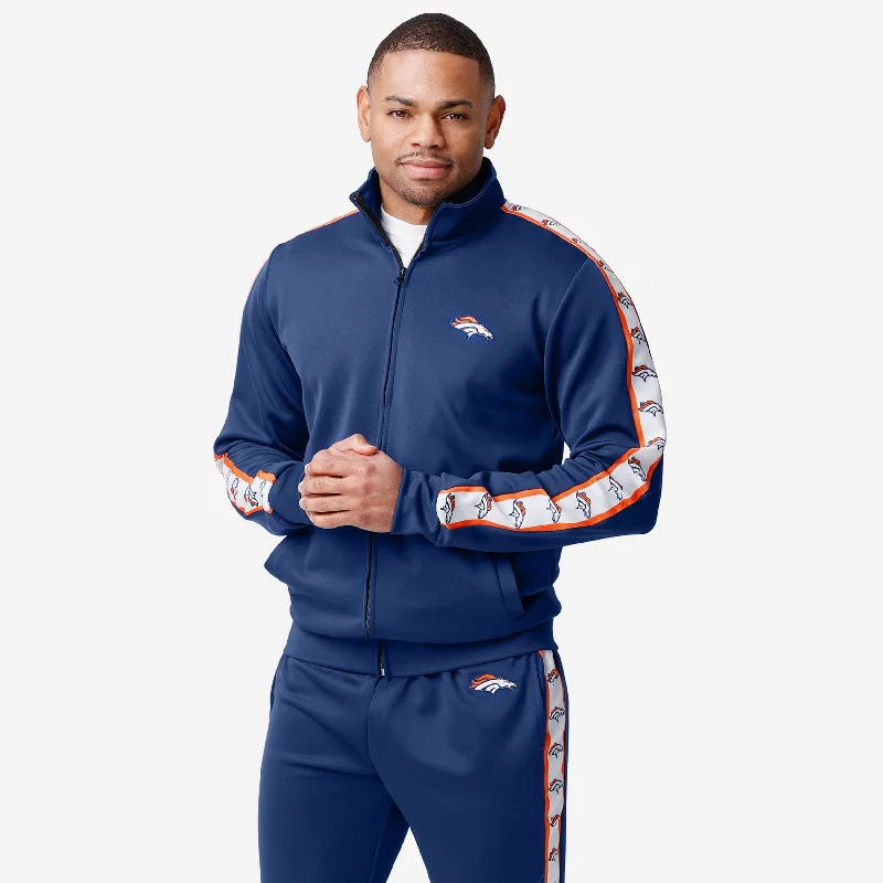 Denver Broncos Stripe Logo Track Jacket Fitted Jacket Loose Jacket Oversized Jacket