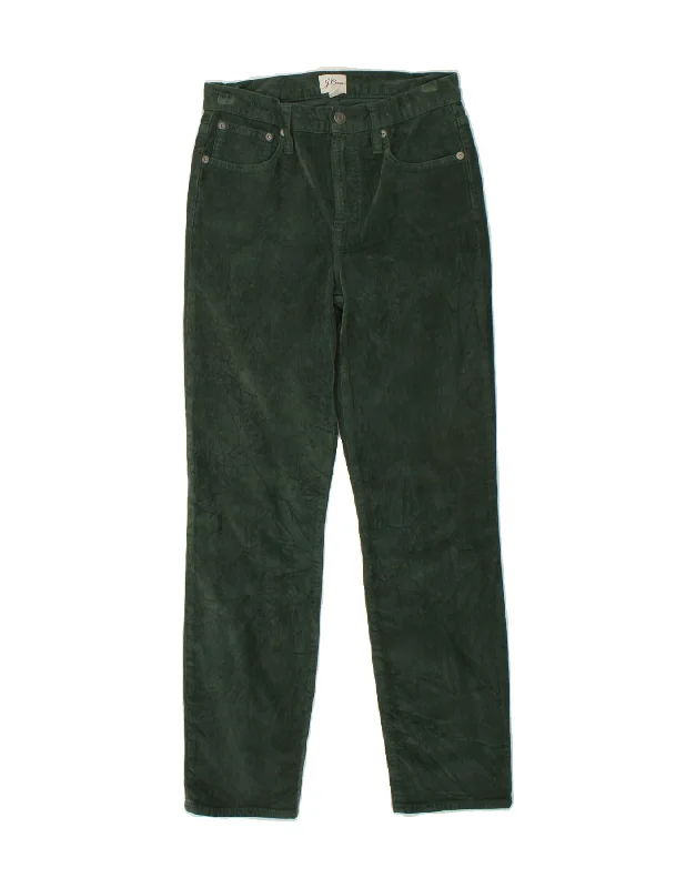 J. CREW Womens Corduroy Trousers W26 L27 Green Cotton Trousers Custom Made
