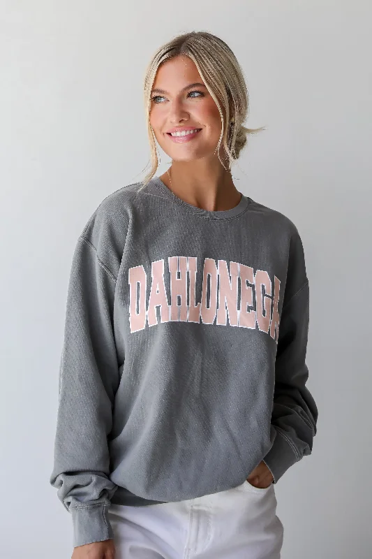 Grey Dahlonega Sweatshirt Hoodie with Contrast Stitching Detailed Premium