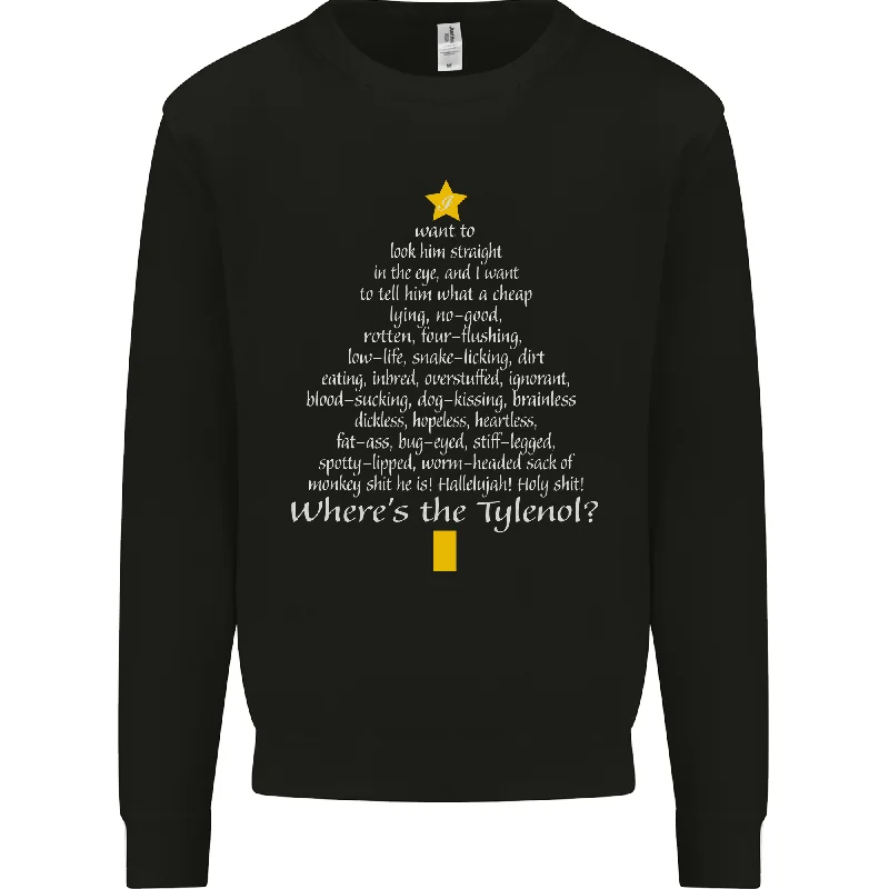 Christmas Movie Wheres the Tyrenol? Mens Sweatshirt Jumper Hoodie with Puffed Sleeves Voluminous Trendy Christmas Movie Wheres the Tyrenol? Mens Sweatshirt Jumper Hoodie with Puffed Sleeves Voluminous Trendy