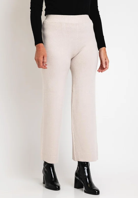 Serafina Collection Wide Leg Knit Trouser, Apricot Trousers Leather Faux