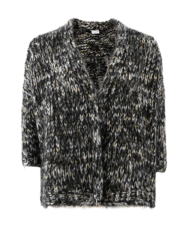Mohair Melange Cardigan Hooded Cardigan Collared Cardigan Shawl Collar