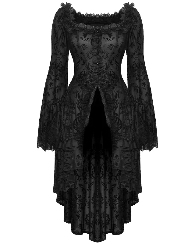 Dark In Love Elegant Gothic Vampire Flocked Velvet Damask Tail Coat Jacket Quilted Jacket Puffer Jacket Insulated Jacket Dark In Love Elegant Gothic Vampire Flocked Velvet Damask Tail Coat Jacket Quilted Jacket Puffer Jacket Insulated Jacket