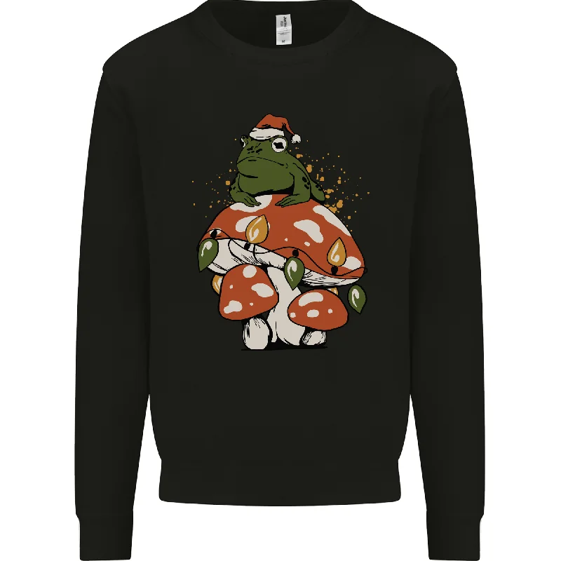 Christmas Frog Mushroom Xmas Mycology Foraging Mens Sweatshirt Jumper Hoodie with Sequins Glamorous Eye-catching Christmas Frog Mushroom Xmas Mycology Foraging Mens Sweatshirt Jumper Hoodie with Sequins Glamorous Eye-catching