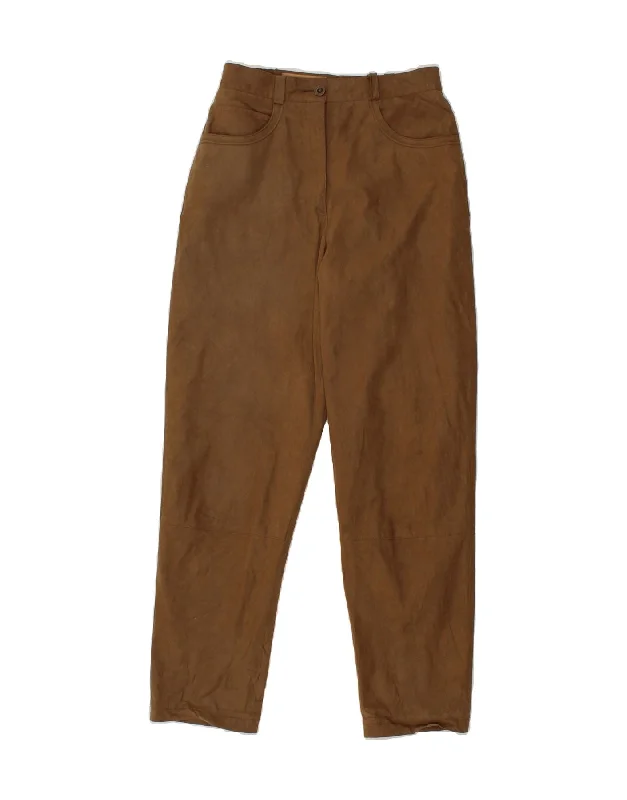 VINTAGE Womens Tapered Casual Trousers UK 12 Medium W28 L28  Brown Trousers practical durable