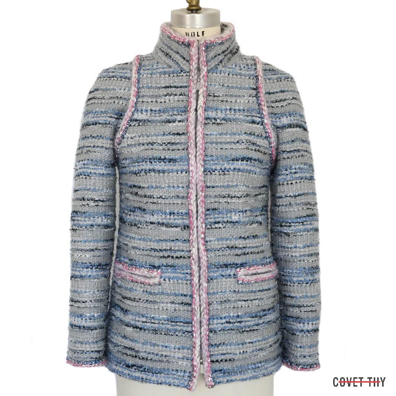 Chanel Womens Blue/Pink/Grey Fantasy Tweed Blazer, New w/ Tags, Size 36 Women's High-End Blazer