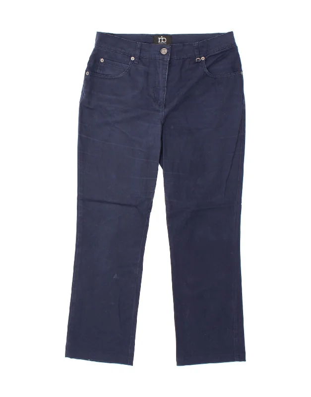 ROCCOBAROCCO Womens Casual Trousers IT 44 Medium W30 L25 Navy Blue Trousers Capri Summer ROCCOBAROCCO Womens Casual Trousers IT 44 Medium W30 L25 Navy Blue Trousers Capri Summer