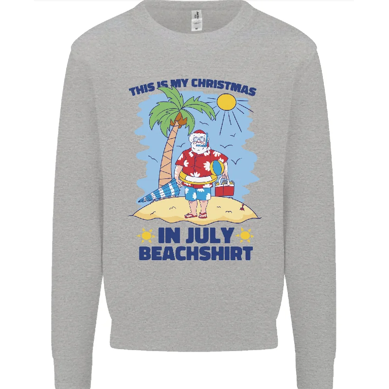 Christmas in July Summer Santa Clause Beach Mens Sweatshirt Jumper Hoodie with Back Slit Movement Comfort Christmas in July Summer Santa Clause Beach Mens Sweatshirt Jumper Hoodie with Back Slit Movement Comfort