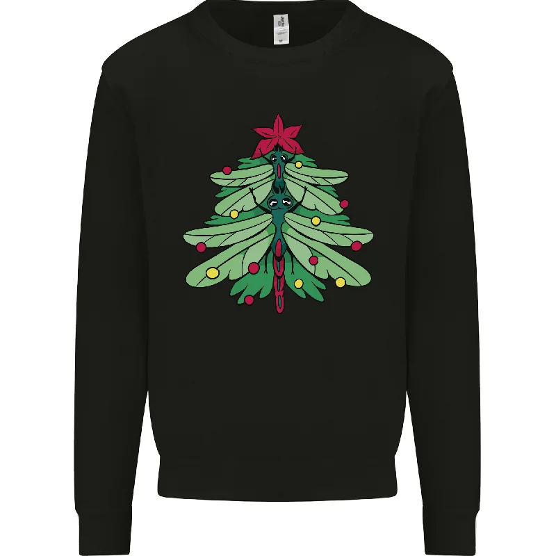 Christmas Dragonfly Xmas Tree Mens Sweatshirt Jumper Hoodie with Pocket Utility Practical Christmas Dragonfly Xmas Tree Mens Sweatshirt Jumper Hoodie with Pocket Utility Practical
