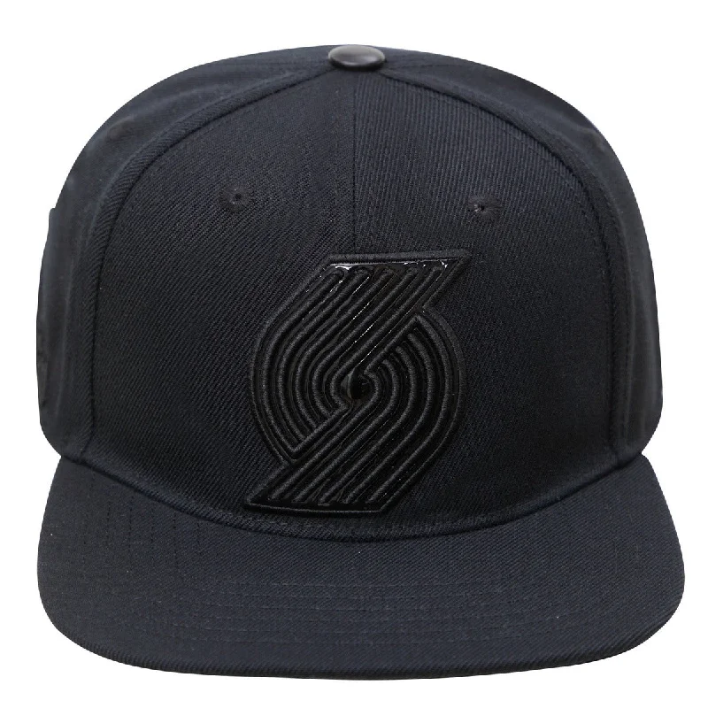 NBA PORTLAND TRAIL BLAZERS TRIPLE BLACK WOOL UNISEX SNAPBACK HAT (TRIPLE BLACK) Women's Trendy Blazer