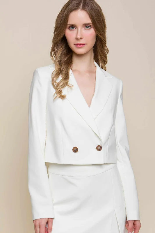 Button Crop Blazer Slimming Women's Blazer