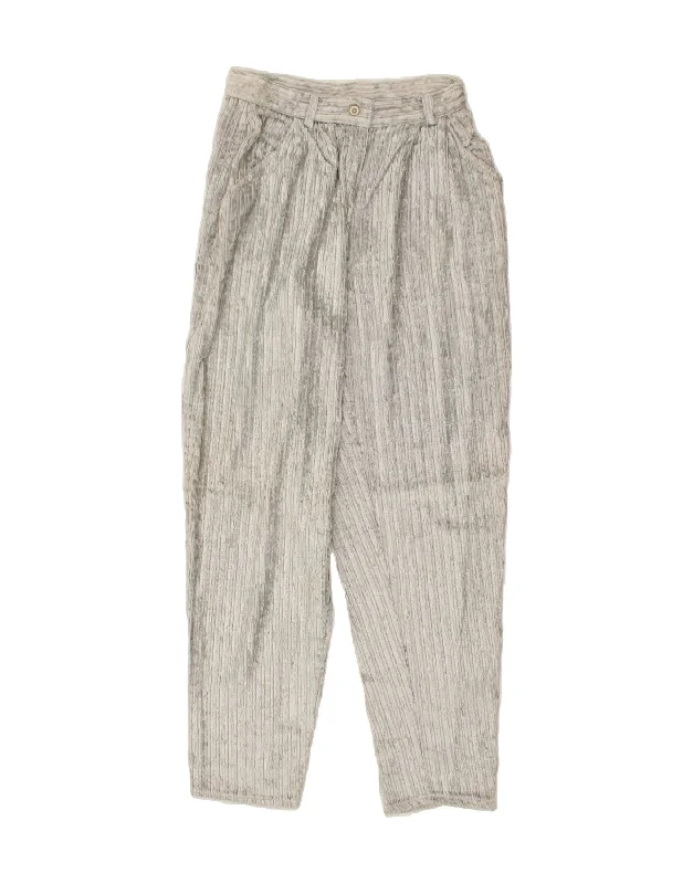 VINTAGE Womens Tapered Corduroy Trousers IT 38 XS W26 L30 Silver Trousers Low Rise Relaxed VINTAGE Womens Tapered Corduroy Trousers IT 38 XS W26 L30 Silver Trousers Low Rise Relaxed