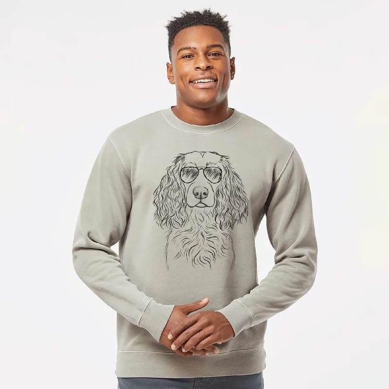 Aviator Landry the Boykin Spaniel - Unisex Pigment Dyed Crew Sweatshirt Hoodie with Bell Sleeves Flared Feminine Aviator Landry the Boykin Spaniel - Unisex Pigment Dyed Crew Sweatshirt Hoodie with Bell Sleeves Flared Feminine