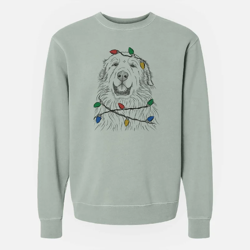 Christmas Lights Horton the Great Pyrenees - Unisex Pigment Dyed Crew Sweatshirt Hoodie with Front Slit Layering Stylish Christmas Lights Horton the Great Pyrenees - Unisex Pigment Dyed Crew Sweatshirt Hoodie with Front Slit Layering Stylish
