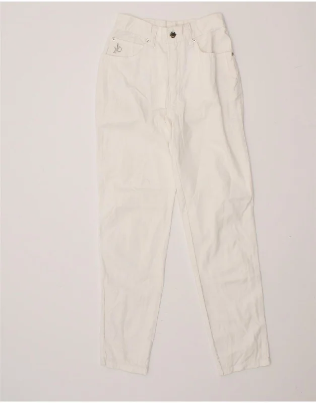 ROCCOBAROCCO Womens Slim Casual Trousers W24 L27 White Trousers Polka Dot Cute