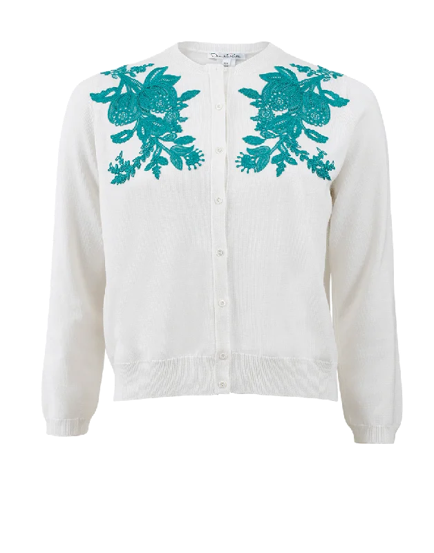 Floral Embroidered Cardigan Seamless Knitted Crochet