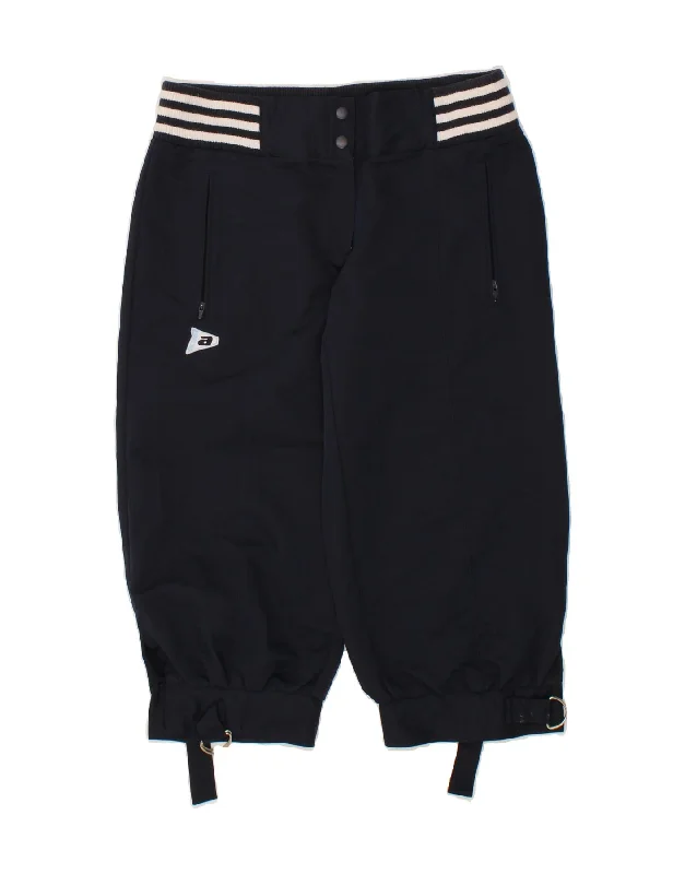 ADIDAS Womens Capri Trousers UK 14 Medium W32 L20 Navy Blue Trousers Spring Floral
