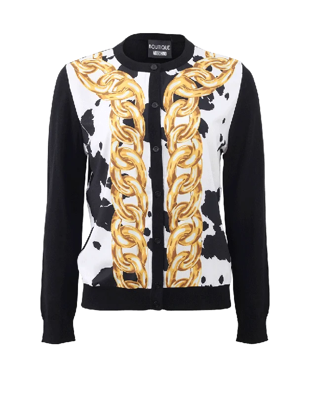 Printed Silk Front Cardigan Terry Blend Velvet Blend Canvas Blend
