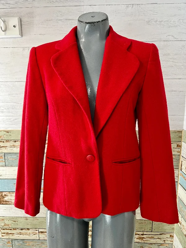90’s Red Single Button Blazer by Adolfo International Women's Luxurious Jacket