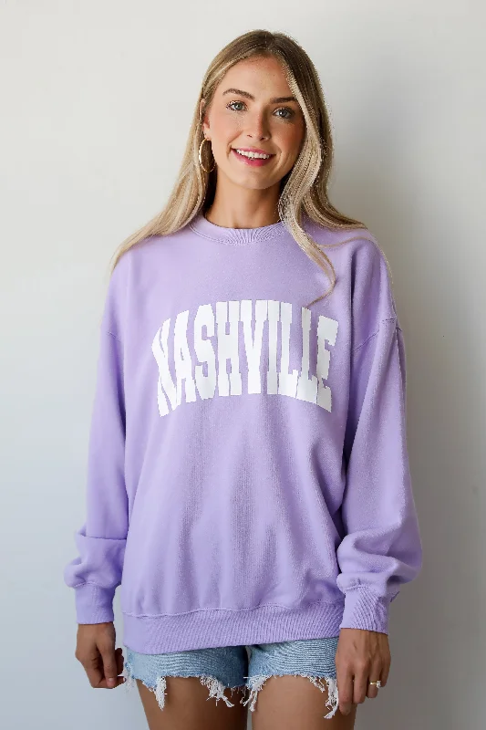 Lavender Nashville Sweatshirt Hoodie with Bell Sleeves Flared Feminine