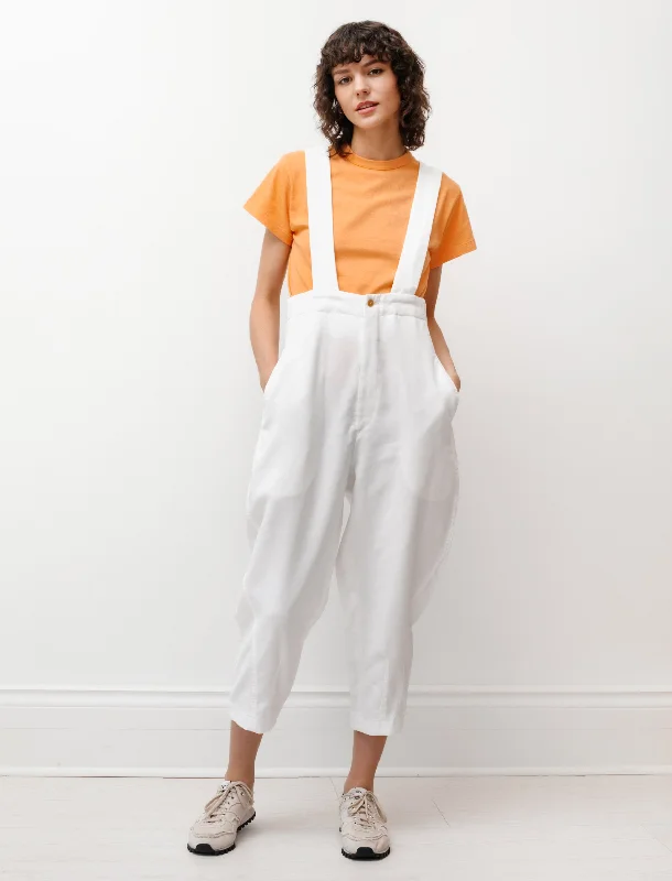 Suspender Trousers Poly Twill White Trousers fashionable chic