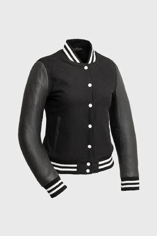 Sarah - Women's Varsity Jacket Satin Fabric Silk Fabric Chiffon Fabric