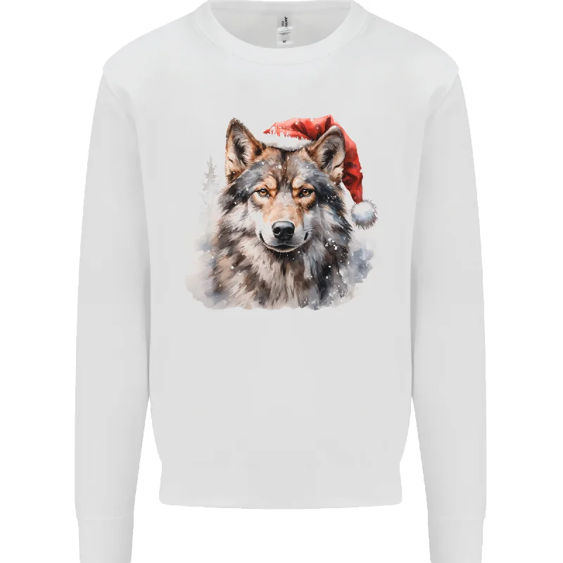 Christmas Wolf Mens Sweatshirt Jumper Hoodie with V-Neck Classic Versatile