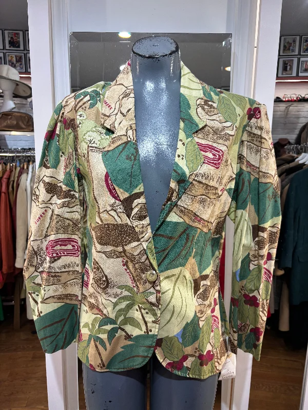 90’s Green Multicolor Palm Print Blazer By Celofán Women's Classic Blazer