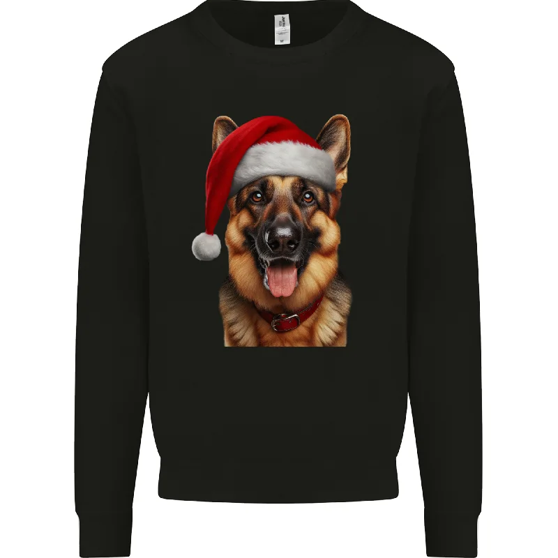 Christmas German Shepherd Xmas Dog Alsatian Mens Sweatshirt Jumper Hoodie with Oversized Fit Loose Comfortable Christmas German Shepherd Xmas Dog Alsatian Mens Sweatshirt Jumper Hoodie with Oversized Fit Loose Comfortable