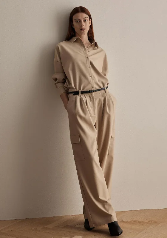 Selected Femme Mala Wide Leg Cargo Trouser, Cornstalk Trousers sophisticated sleek