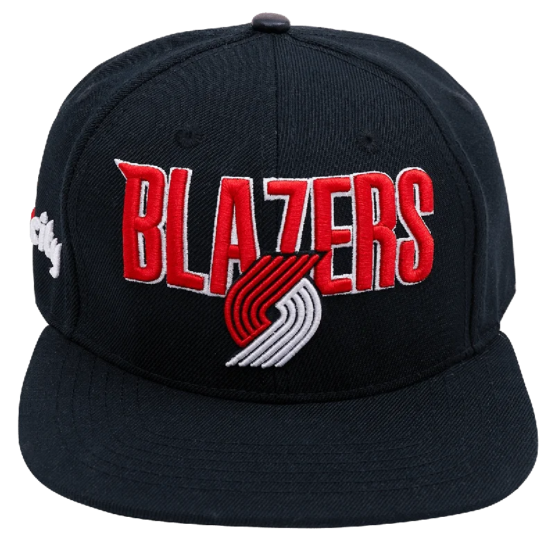 NBA PORTLAND TRAIL BLAZERS WORDMARK AND LOGO UNISEX SNAPBACK HAT (BLACK) Women's Vintage Suit NBA PORTLAND TRAIL BLAZERS WORDMARK AND LOGO UNISEX SNAPBACK HAT (BLACK) Women's Vintage Suit