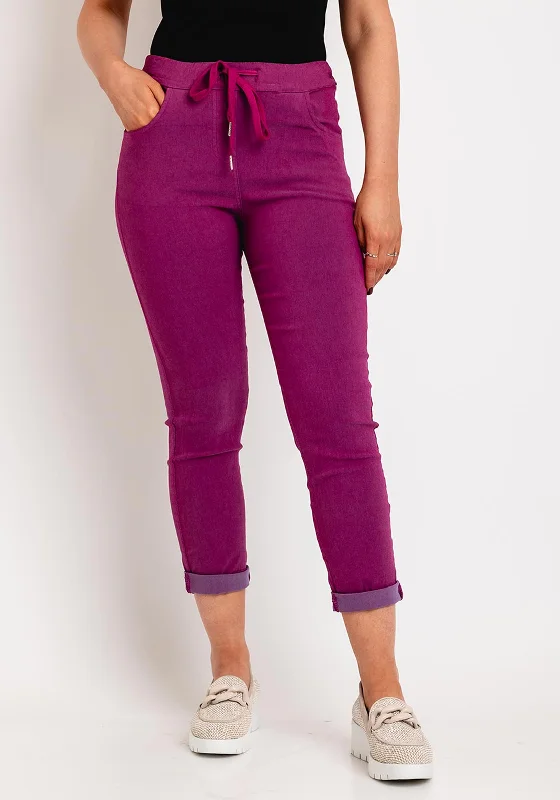 D.E.C.K by Decollage Drawstring Waist Slim Leg Trouser, Magenta Trousers Versatile Stylish D.E.C.K by Decollage Drawstring Waist Slim Leg Trouser, Magenta Trousers Versatile Stylish