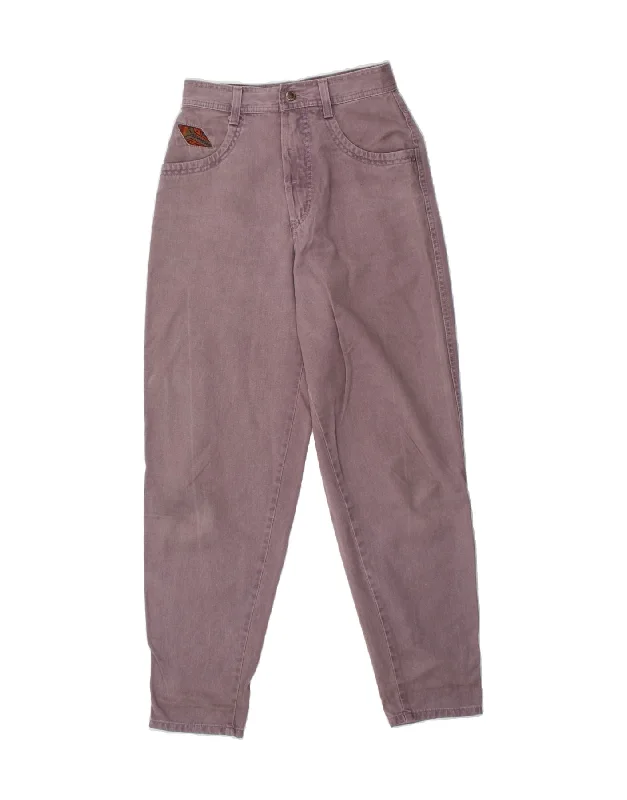 PIONEER Womens Tapered Casual Trousers W27 L30  Purple Cotton Trousers Fall Fleece