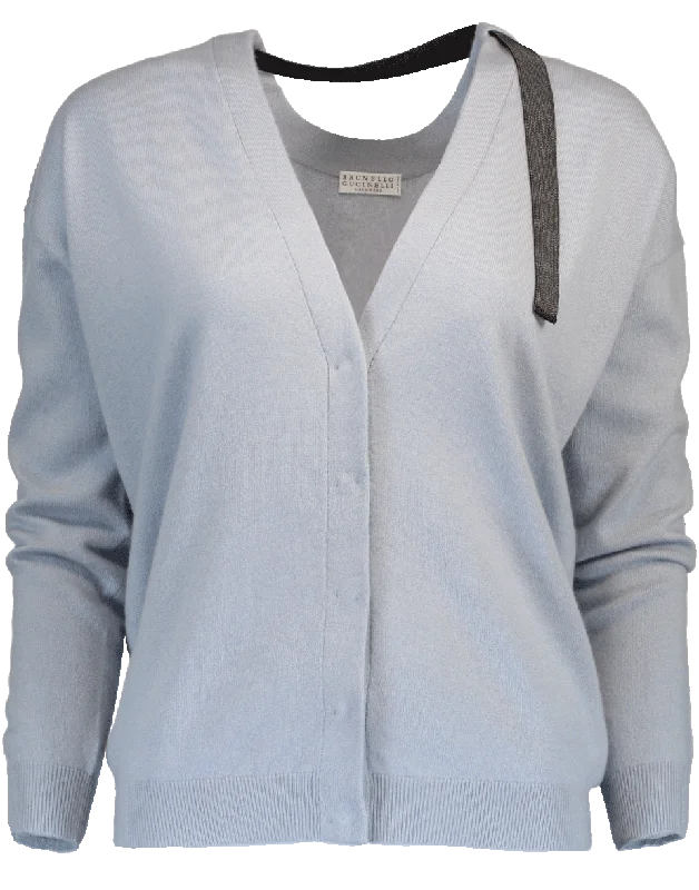 Snap Cardigan With Monili Strap Fleece Fabric Down Fabric Feather Fabric