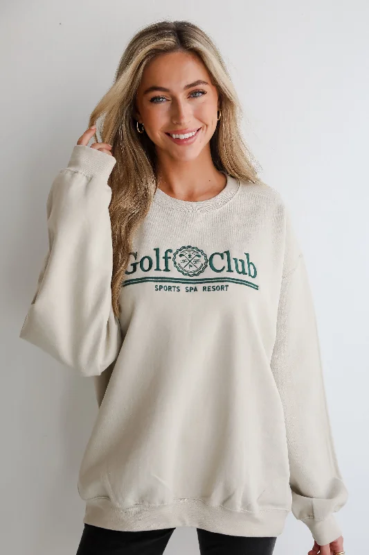FINAL SALE - Taupe Golf Club Sweatshirt Hoodie with Zipper Placket Modern Functional FINAL SALE - Taupe Golf Club Sweatshirt Hoodie with Zipper Placket Modern Functional