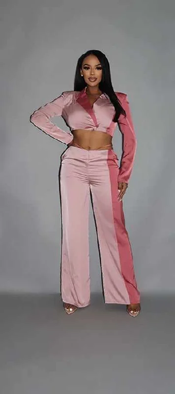 Crop Blazer With Matching Low Rise Wide Leg Pant Milan Custom Blazer