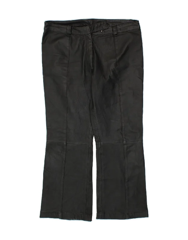 VINTAGE Womens Bootcut Leather Trousers EU 44 XL W36 L28 Black Trousers Bridal Satin VINTAGE Womens Bootcut Leather Trousers EU 44 XL W36 L28 Black Trousers Bridal Satin