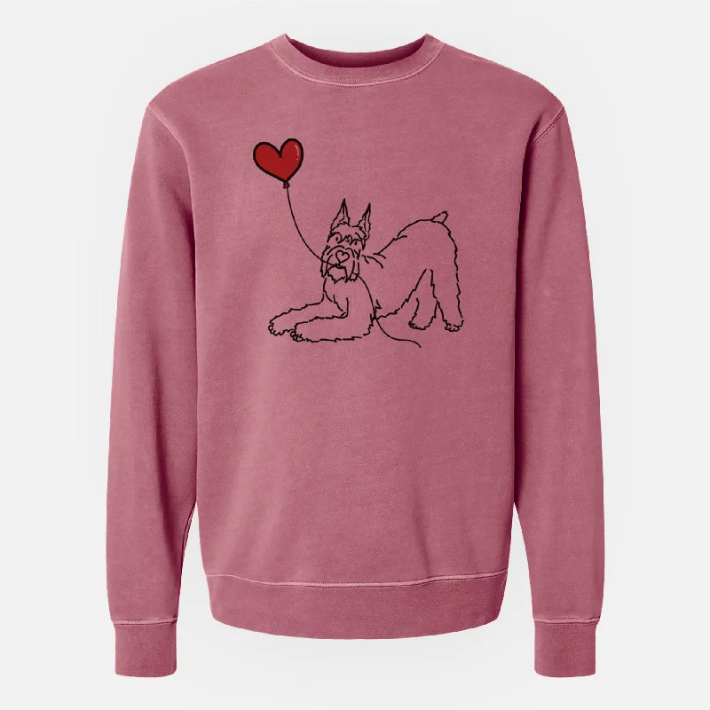 Docked Giant Schnauzer Heart String - Unisex Pigment Dyed Crew Sweatshirt Hoodie with Drawcord Adjustable Secure Docked Giant Schnauzer Heart String - Unisex Pigment Dyed Crew Sweatshirt Hoodie with Drawcord Adjustable Secure