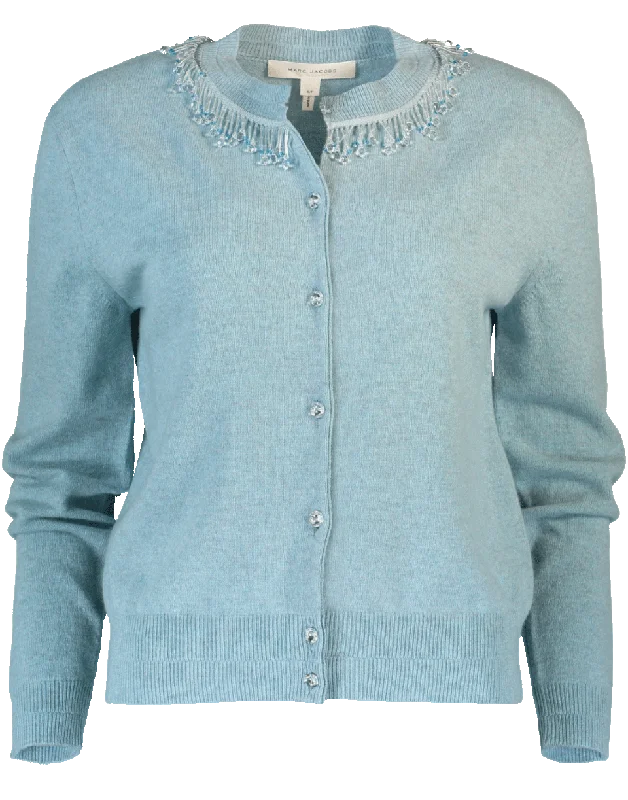 Embellished Cardigan Denim Fabric Leather Fabric Suede Fabric