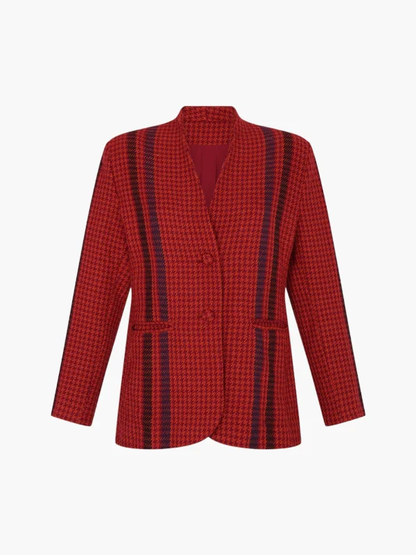 Qaytu Blazer | Orange/Burgundy Women's Trench Blazer