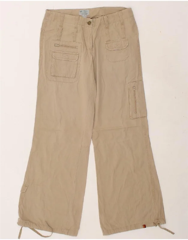 VINTAGE Womens Flare Cargo Trousers IT 50 XL W34 L34 Beige Cotton Trousers sophisticated sleek VINTAGE Womens Flare Cargo Trousers IT 50 XL W34 L34 Beige Cotton Trousers sophisticated sleek
