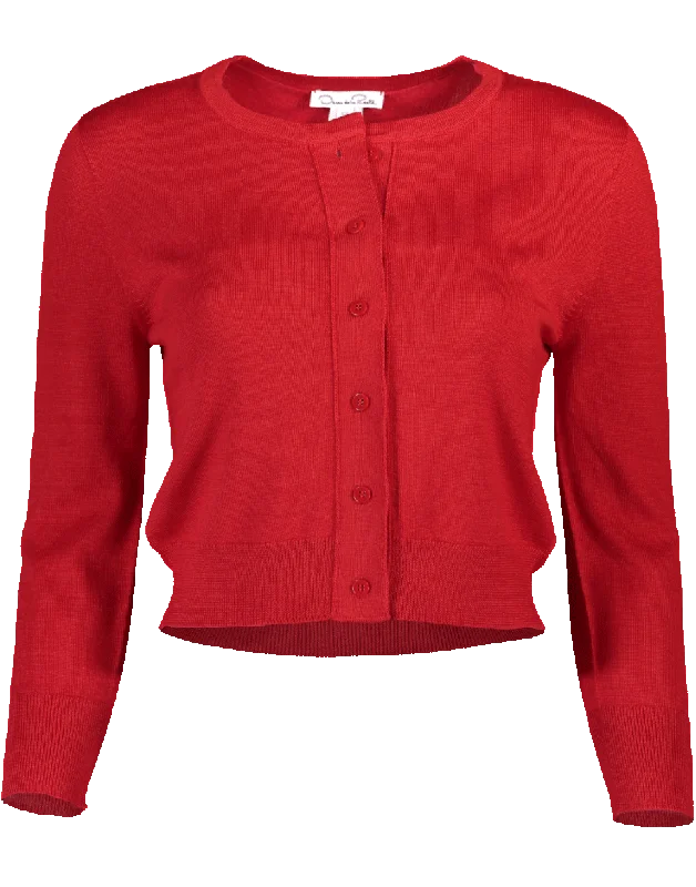 Cropped Cardigan Chenille Blend Fleece Blend Nylon Blend