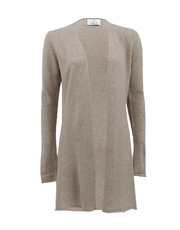 Long Open Drape Cardigan Toggled Drawstring Belted