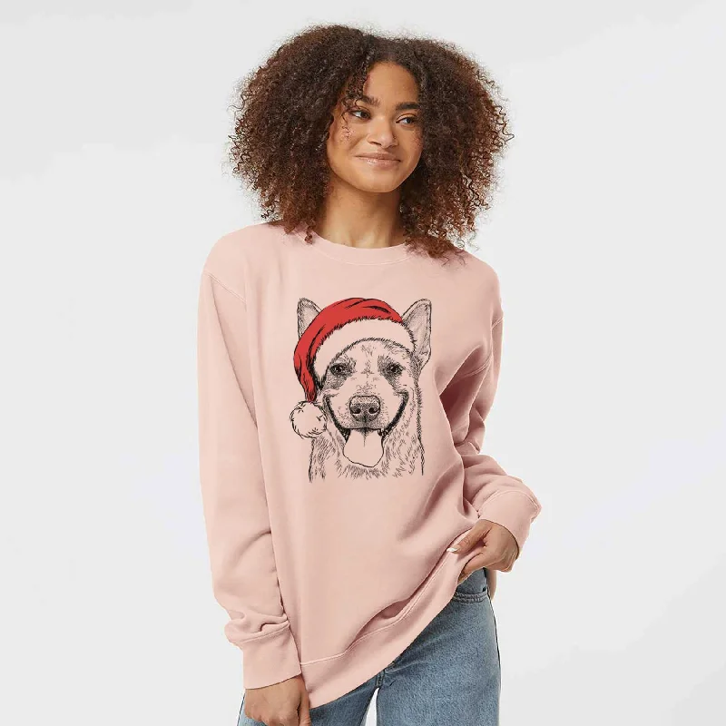 Santa Rio the Australian Cattle Dog - Unisex Pigment Dyed Crew Sweatshirt Hoodie with Hem Drawcord Adjustable Customizable Santa Rio the Australian Cattle Dog - Unisex Pigment Dyed Crew Sweatshirt Hoodie with Hem Drawcord Adjustable Customizable