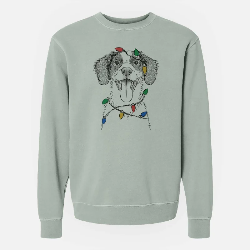 Christmas Lights Birdie the Brittany - Unisex Pigment Dyed Crew Sweatshirt Oversized Hoodie Comfort Casual Christmas Lights Birdie the Brittany - Unisex Pigment Dyed Crew Sweatshirt Oversized Hoodie Comfort Casual