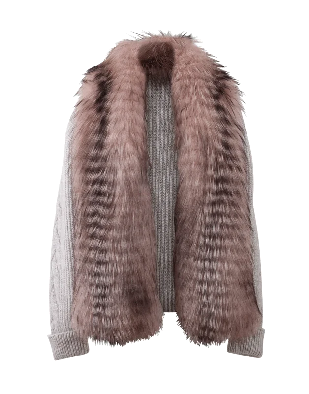 Fur Front Cardigan Anti-Pilling Anti-Shrink Durable