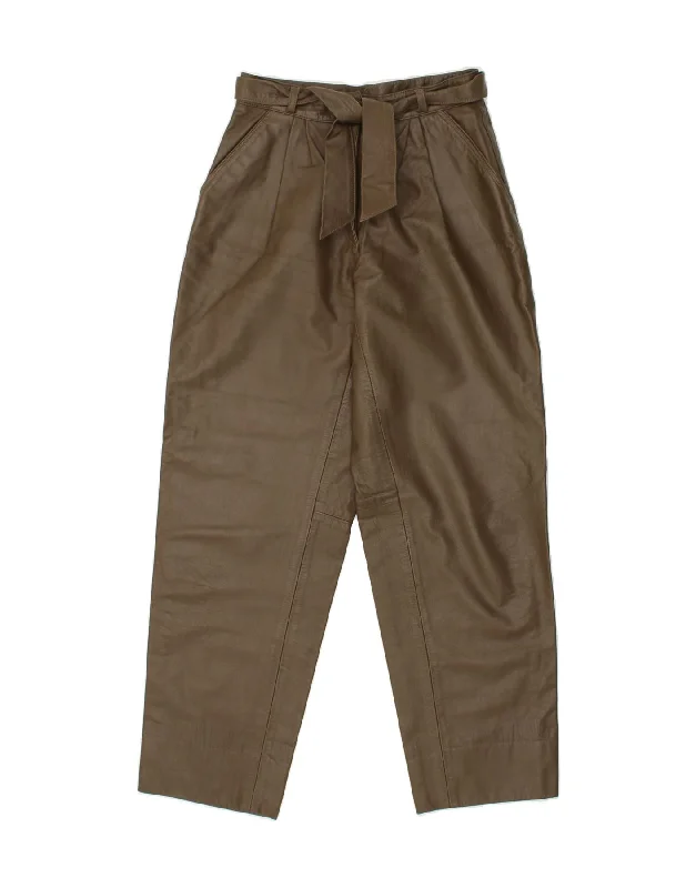 VINTAGE Womens Tapered High Waist Leather Trousers W28 L30 Grey Leather Trousers Hiking Durable VINTAGE Womens Tapered High Waist Leather Trousers W28 L30 Grey Leather Trousers Hiking Durable