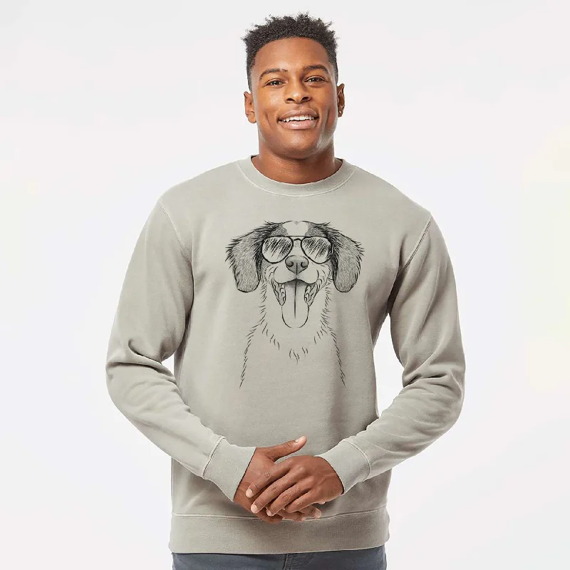 Aviator Birdie the Brittany - Unisex Pigment Dyed Crew Sweatshirt Hoodie with Pocket Utility Practical Aviator Birdie the Brittany - Unisex Pigment Dyed Crew Sweatshirt Hoodie with Pocket Utility Practical