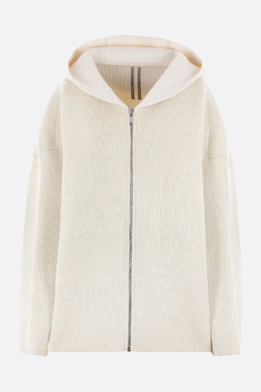 ribbed wool oversize full-zip cardigan Anti-Pilling Anti-Shrink Durable