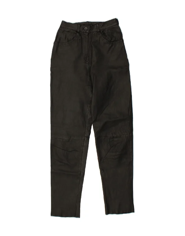 VINTAGE Womens Tapered Casual Trousers UK 8 Small W26 L30 Black Leather Trousers chic fashionable VINTAGE Womens Tapered Casual Trousers UK 8 Small W26 L30 Black Leather Trousers chic fashionable